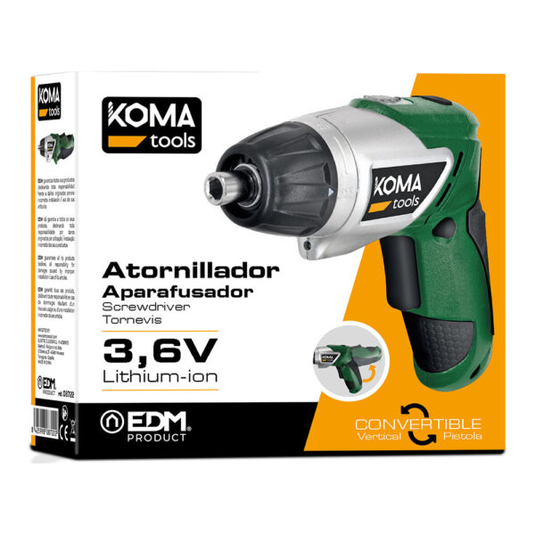 Atornillador a bateria reversible 3,6v litio 1300mah 17,5x14,8cm - Imagen 3
