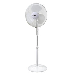 Ventilador de pie base circular, blanco, potencia 45 w