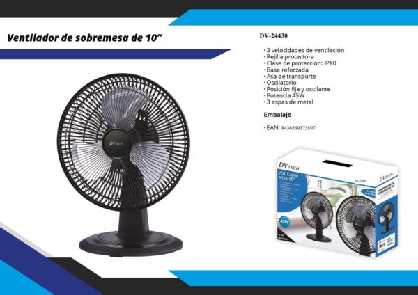 Ventilador de sobremesa de 10" - Imagen 2